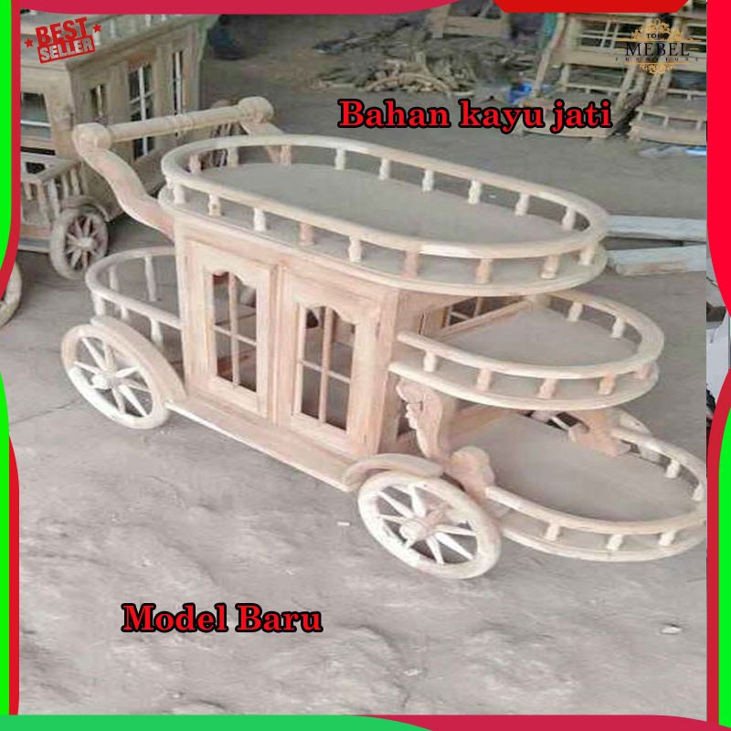 Meja Nampan Dorong Troli Jati Mentahan mebel jepara