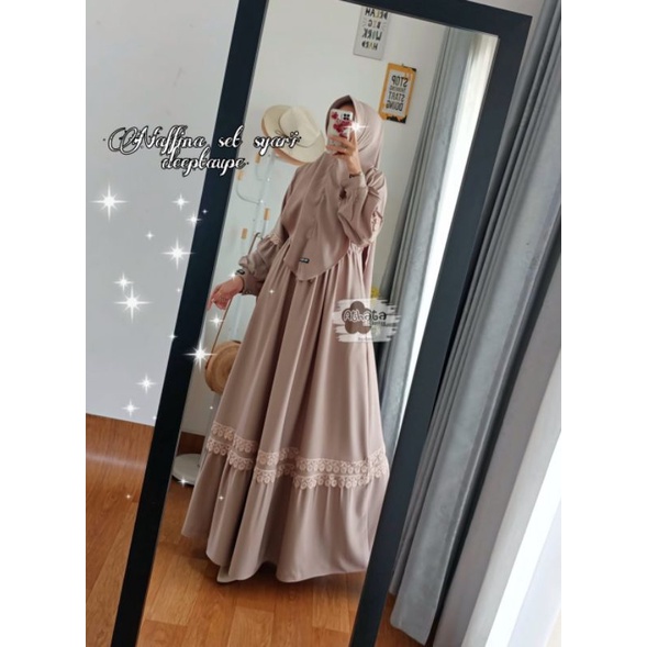 NAFFINA SET SYARI BY ATHATA, NAFINNA SET SYARI ORI ATHATA BY DZEE, GAMIS SET HIJAB ITYCREPE ORI ATHA