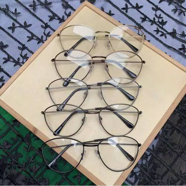 frame kacamata cat eye tangkai besi / frame kacamata bahan metal
