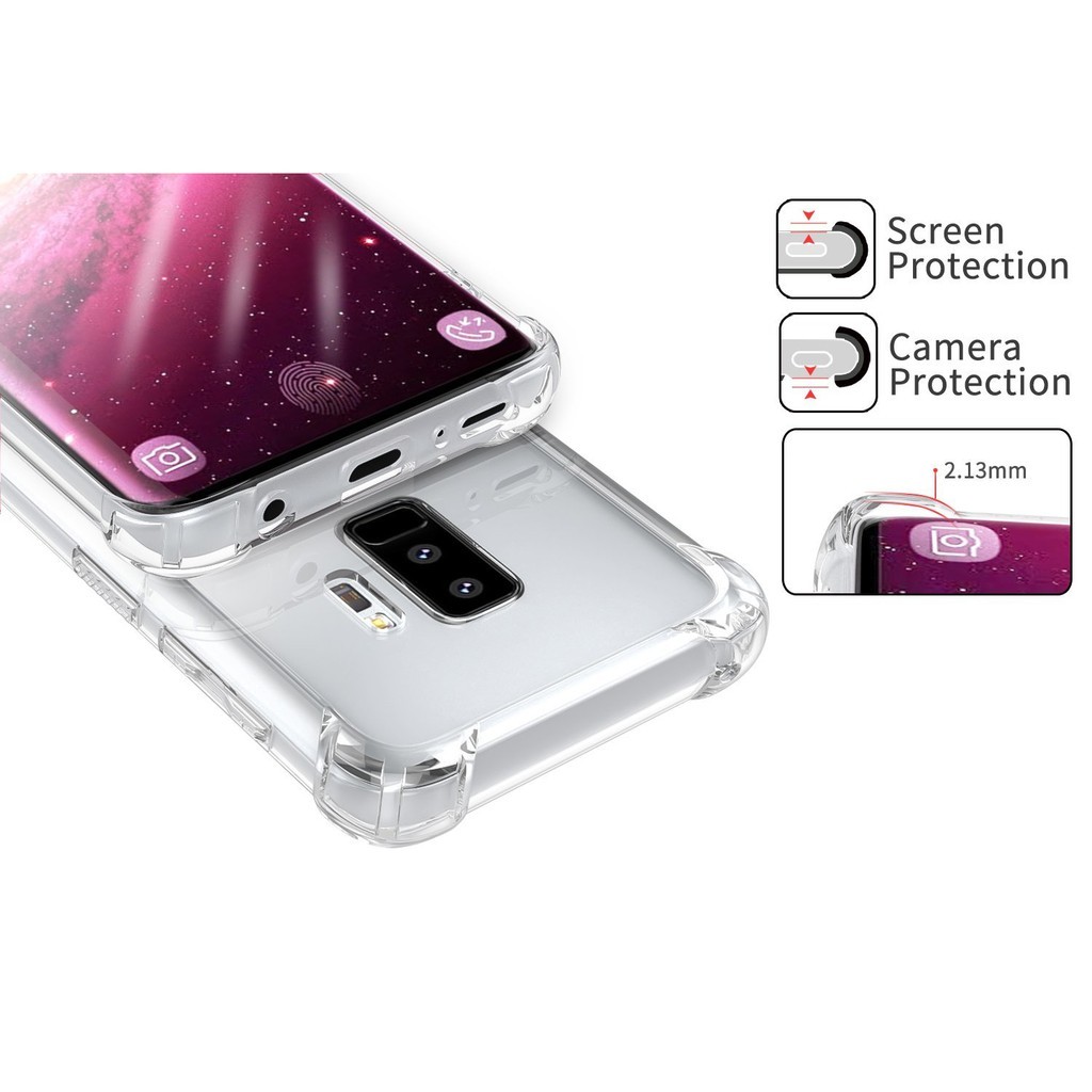 Case Hybrid Armor Shockproof Bahan TPU Kristal Bening untuk Samsung Galaxy modles S8 S9 Note 8