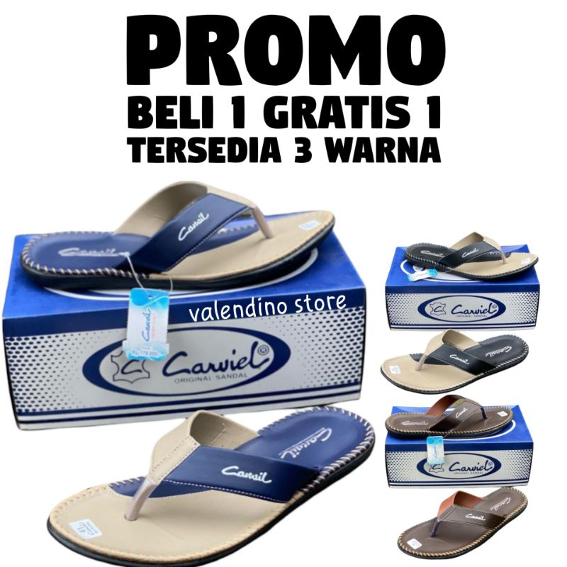 BELI 1 GRATIS 1 Sandal Carvil Pria Japit / Sandal Slide Pria / Sandal Casual Pria / Sandal Terbaru Pria / Sandal Kekinian Pria Jawa Timur Mojokerto