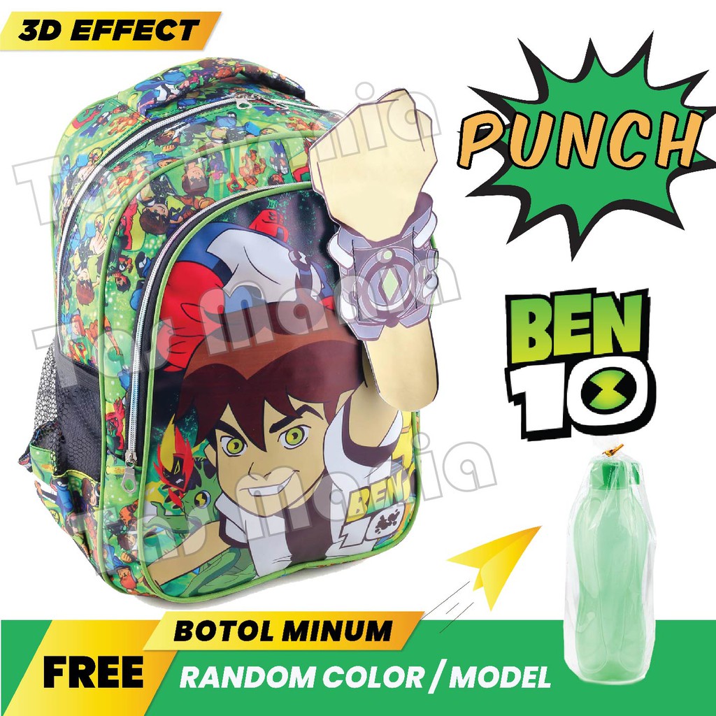 Tas Ransel Anak Laki Laki Karakter - Ben10 - PUNCH - COOL BACKPACK + FREE BOTOL