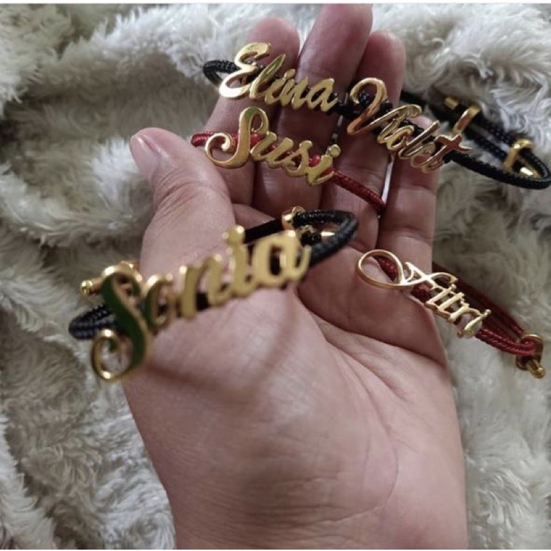 gelang nama kuningan lapis emas 24k// gelang nama kekinian // gelang nama custom // gelang tali nama