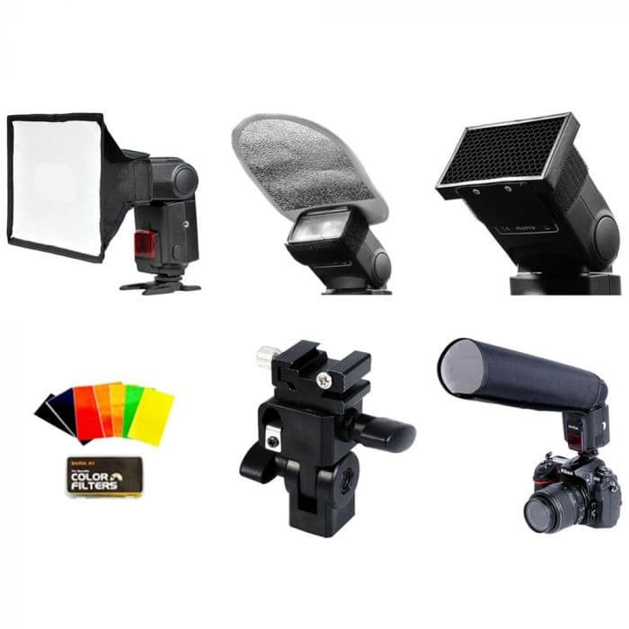 Godox SAK6 6 in 1 Speedlite Accessories Kit Softbox Honeycomb for Godox TT520 TT560 TT600 TT685