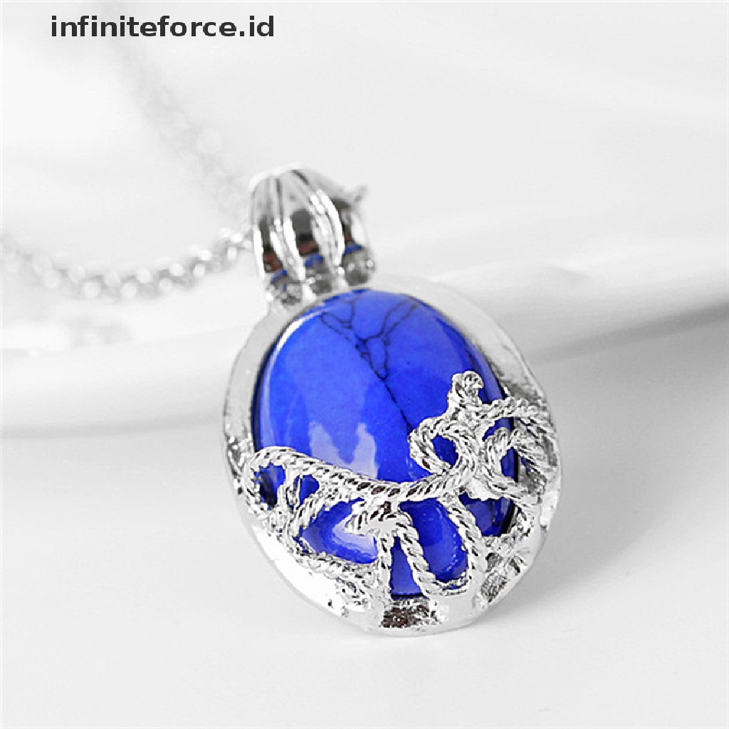 Kalung Rantai Dengan Liontin Bentuk Vampire Diaries Katherine Lapis Lazuli Tahan Matahari