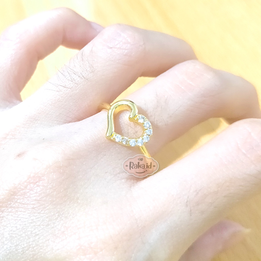 incin Wanita Cincin Dewasa Motif Setengah Love Blink Gold Aksesoris Perhiasan Wanita 1005