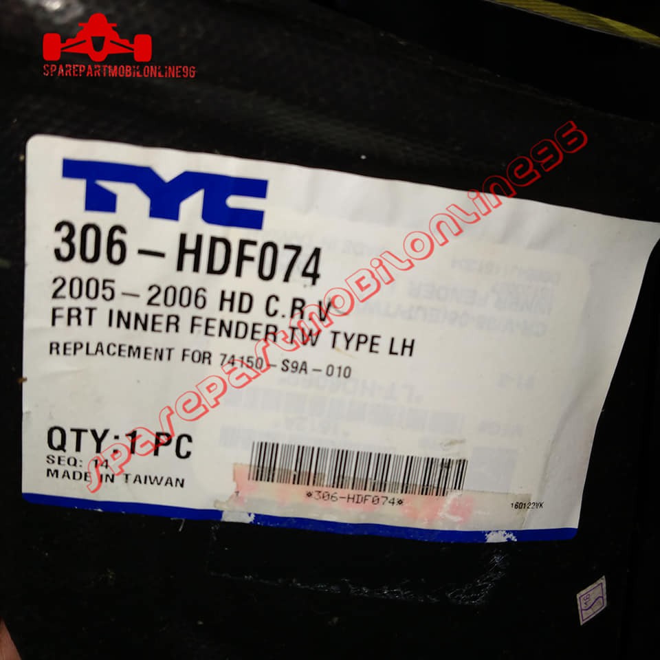 Inner Liner Fender Depan Honda CRV GEN 2 2005 2006 TAIWAN