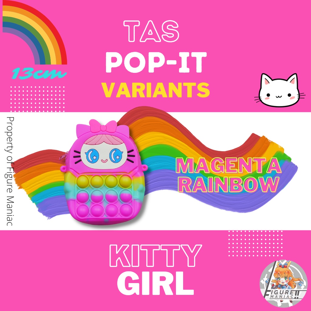 Tas Pop It Mini Kitty Girl Sling bag edition premium import size 13 cm free tali selempang Tas Anak Tas Handphone Tas Mainan Anak Tas Sekolah