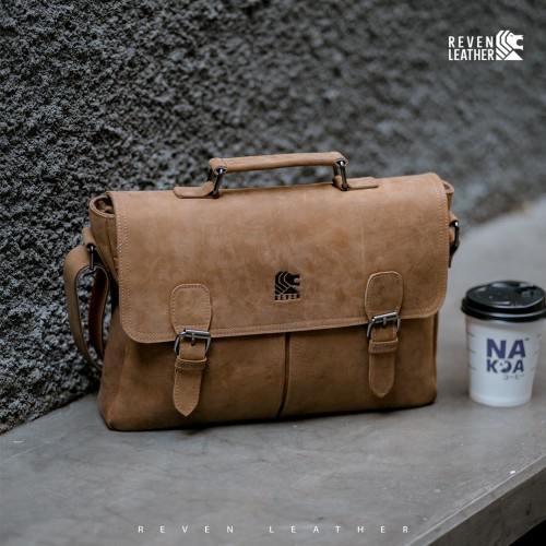 TAS SELEMPANG KERJA / KANTOR / LAPTOP PRIA TP-106 REVEN LEATHER GOODS