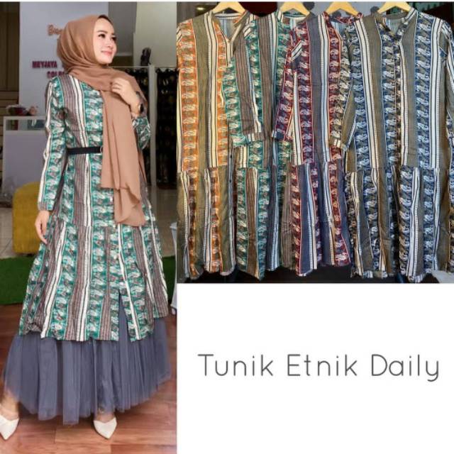 Tunic etnic daily/tunik import murah/tunik bangkok/fashion hijab wanita
