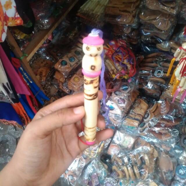 TERMURAH! 1 Set (10 pcs) Bolpoin Kayu Dengan Tali - Pulpen Boneka Khas Jogja Anak Remaja Dewasa