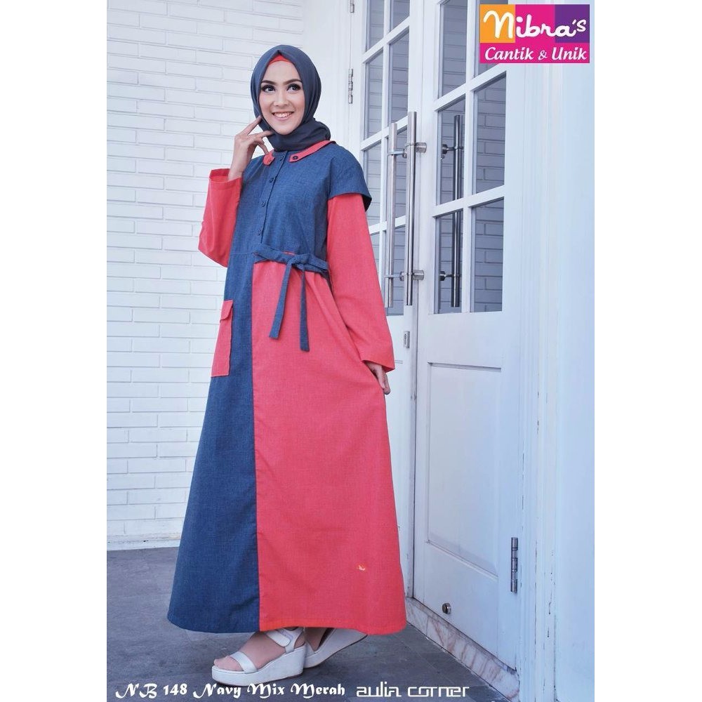Paling Keren Gamis Navy Kombinasi Merah - Retired and Crazy