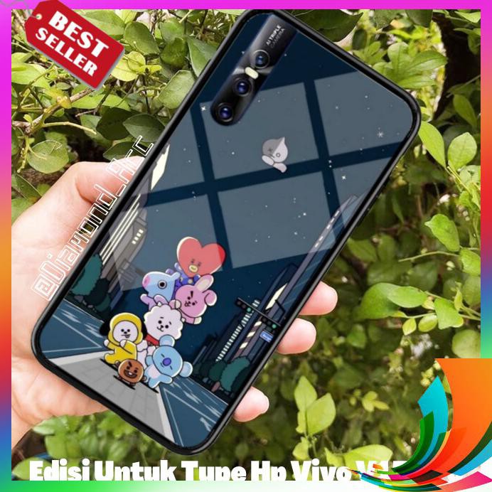 【TERBARU】 PREMIUM Case Hp Glass MOTIF BT21 BTS VIVO V15 PRO