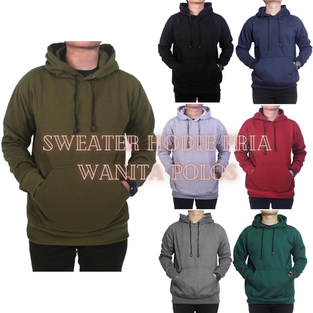 Sweater Hoodie Polos Pria Wanita Switer Cowok Kualitas Premium Distro (BAYAR DI TEMPAT)