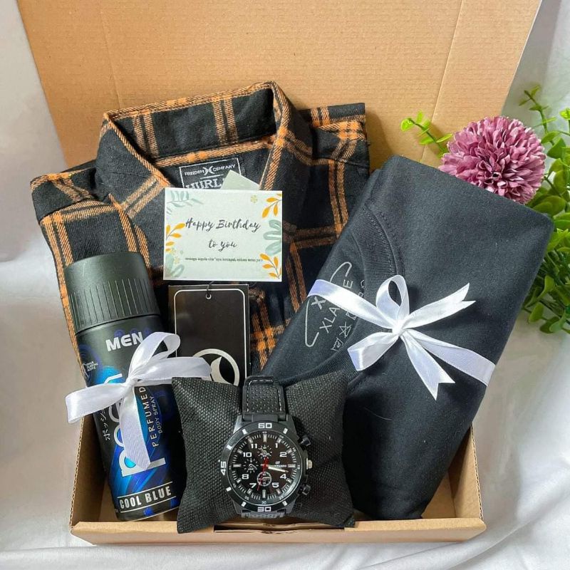 BISA COD | HAMPERS GIFTBOX KADO COWOK KEMEJA FLANEL