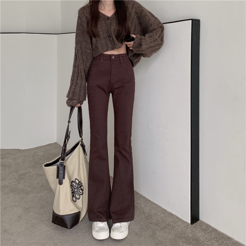 Celana Jeans Panjang Wanita Celana Denim High Waist Wanita Fashion Korean Retro Style