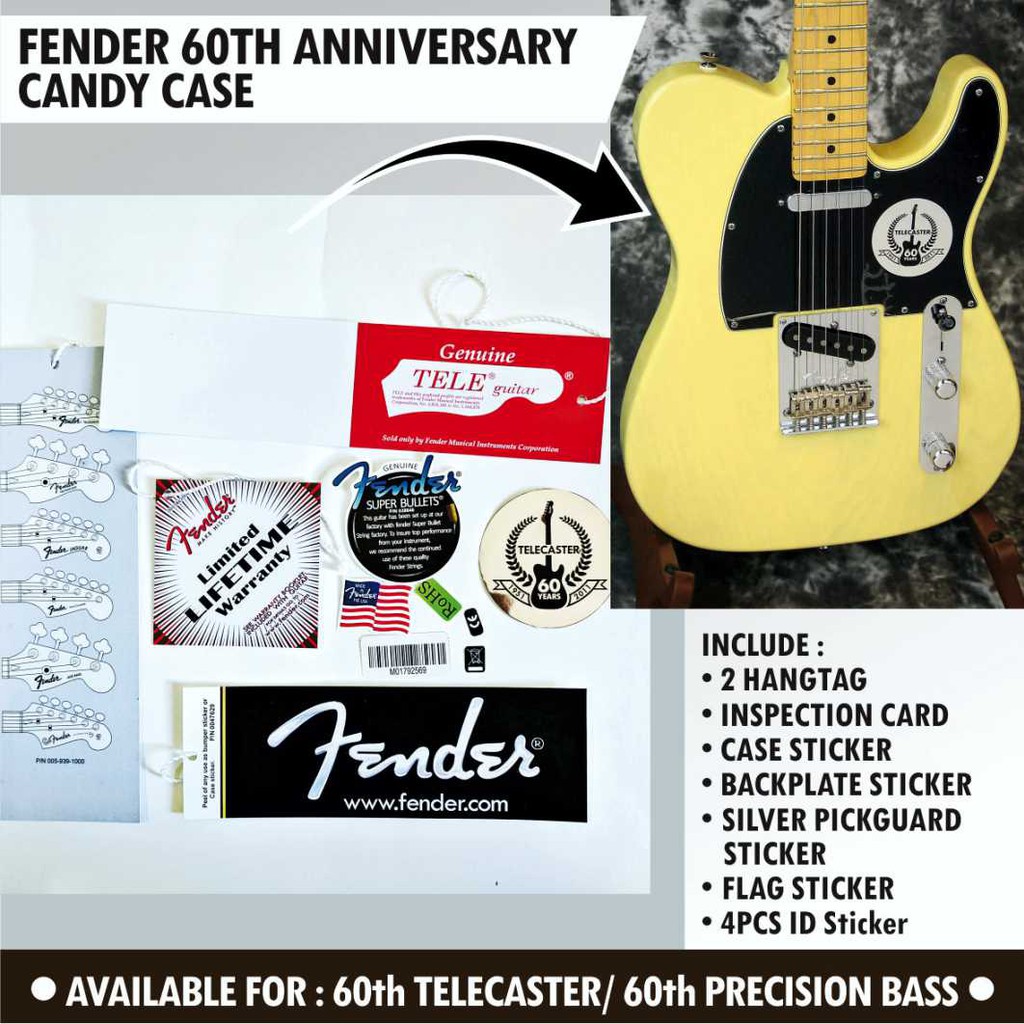 Fender Anniversary Guitar and Bass Candy Case Hangtag Plus Sticker Set