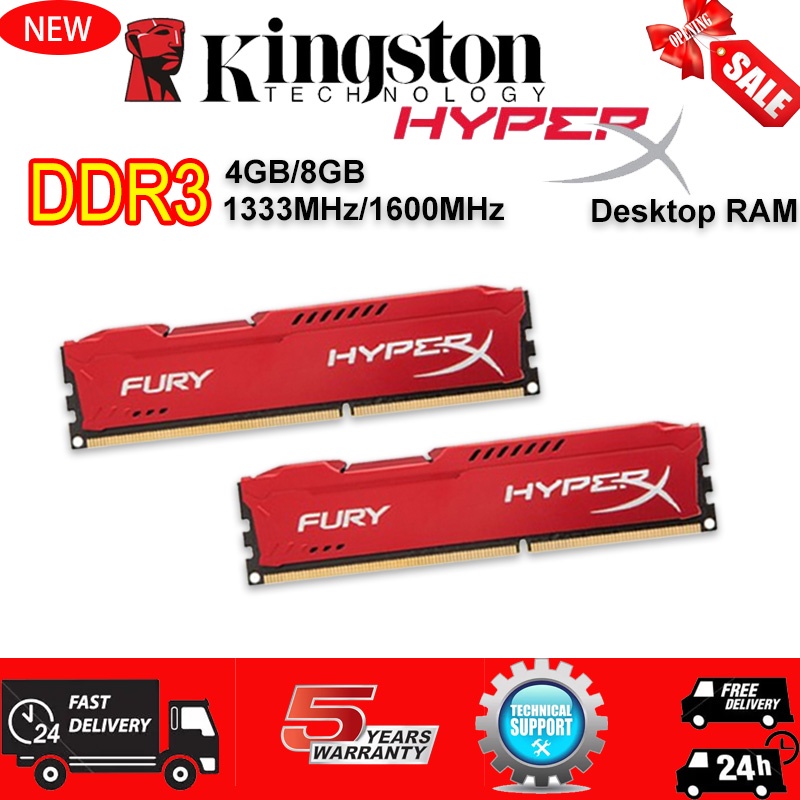 Kingston HyperX FURY Memory RAM DDR3 4GB 8GB 1600MHz PC3 12800 240pin DIMM 1.5V red RAM