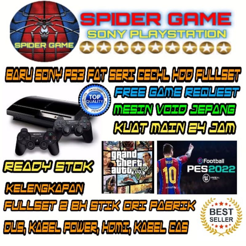 PS3 FAT SERI HL / CECHL HDD 500GB MESIN DIJAMIN AWET ORIGINAL BERGARANSI