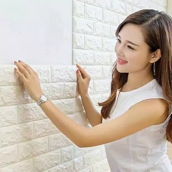 Sticker Wallpaper Dinding 3D Tempel Dekorasi Background Bata Foam Lem