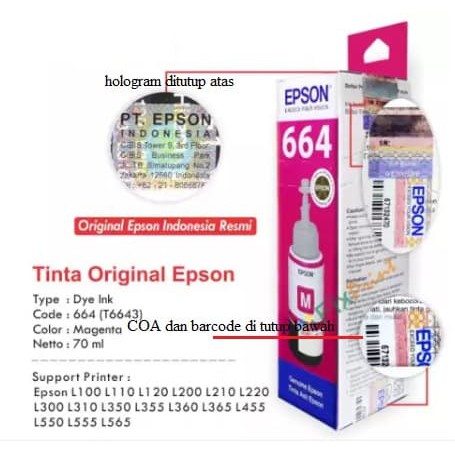 Tinta Printer Epson Original 664