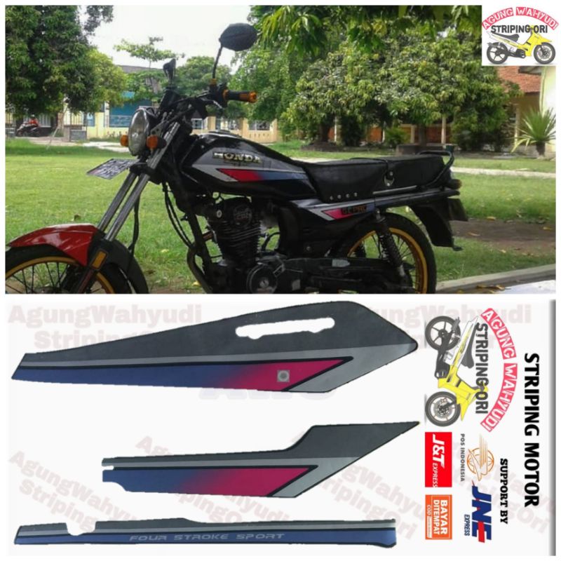 STRIPING MOTOR HONDA GL PRO 1993 93 MERAH PINK HITAM LIS LES BODY POLET STIKER SEPEDA 1991 1992 91 9