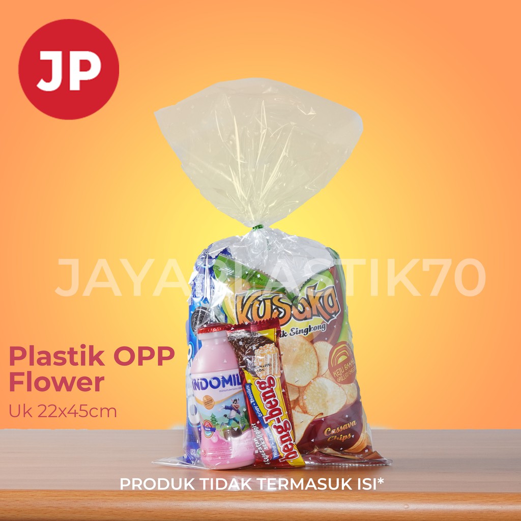 

Plastik Ultah Flower Uk: 22x45cm Plastik souvenir OPP pembungkus makanan + Pita kawat isi 12