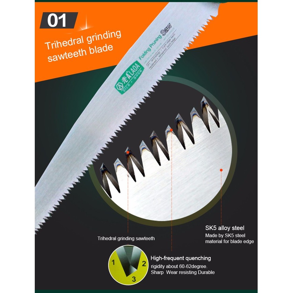 LAOA Gardening Folding Saw 250mm - SK5 Tech Saw Blade - Gergaji Lipat