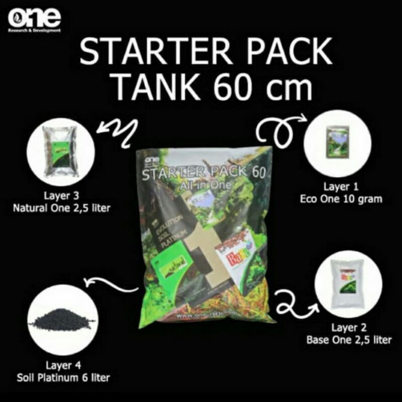 STARTER PACK TANK 60 CM PAKET SUBTRAT SOIL ONE RISET