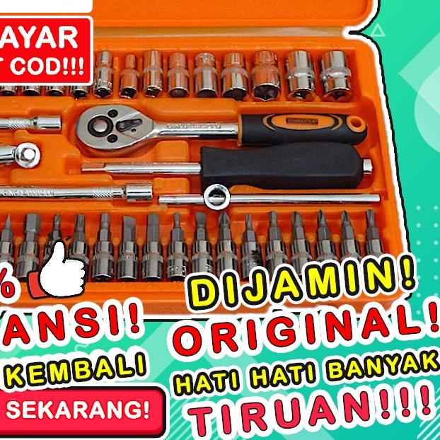 ➷ Kunci Shock Set Toolkit Tekiro Original Tool Sok Lengkap Soket Konci Shok Perkakas Bengkel Tools A