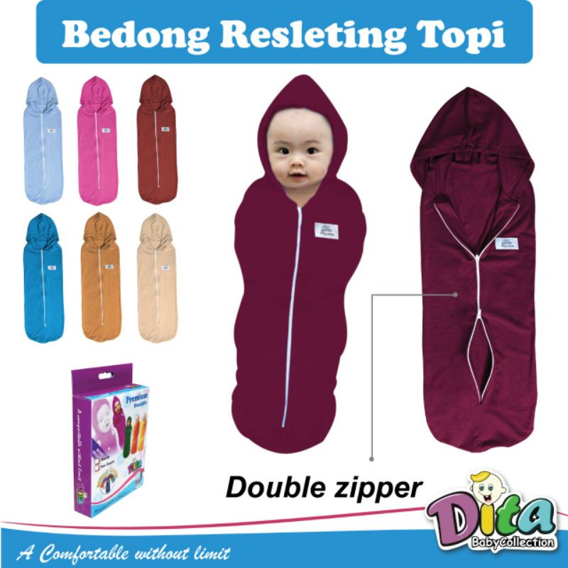 SNI PREMIUM Bedong instan Resleting Topi dita MOONS CARE Bedong topi dita bedong swaddle Instant lampin