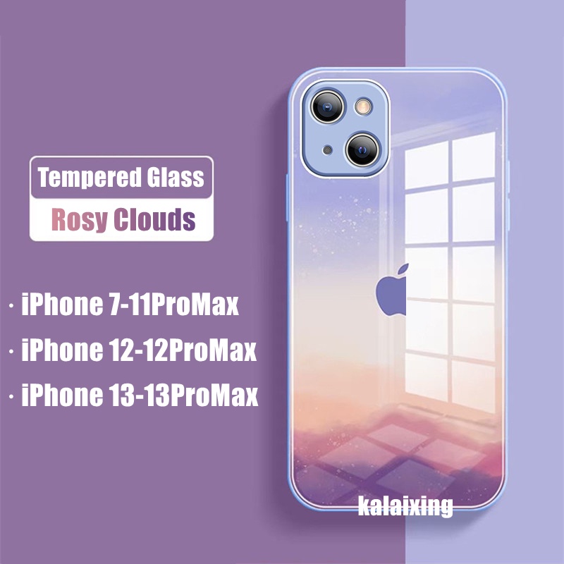 Tempered Glass Case untuk iPhone 13 Pro Max Xs Max XR X 12Pro 11ProMax 7Plus 8Plus Back Cover