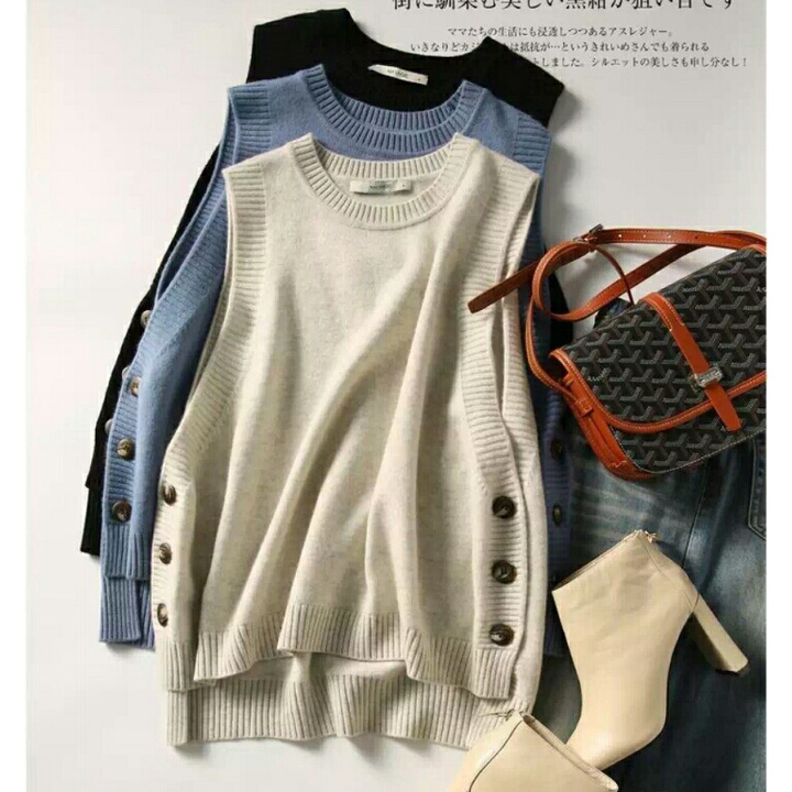 ZANIA VEST/Vest rajut kancing samping/Rompi rajut wanita