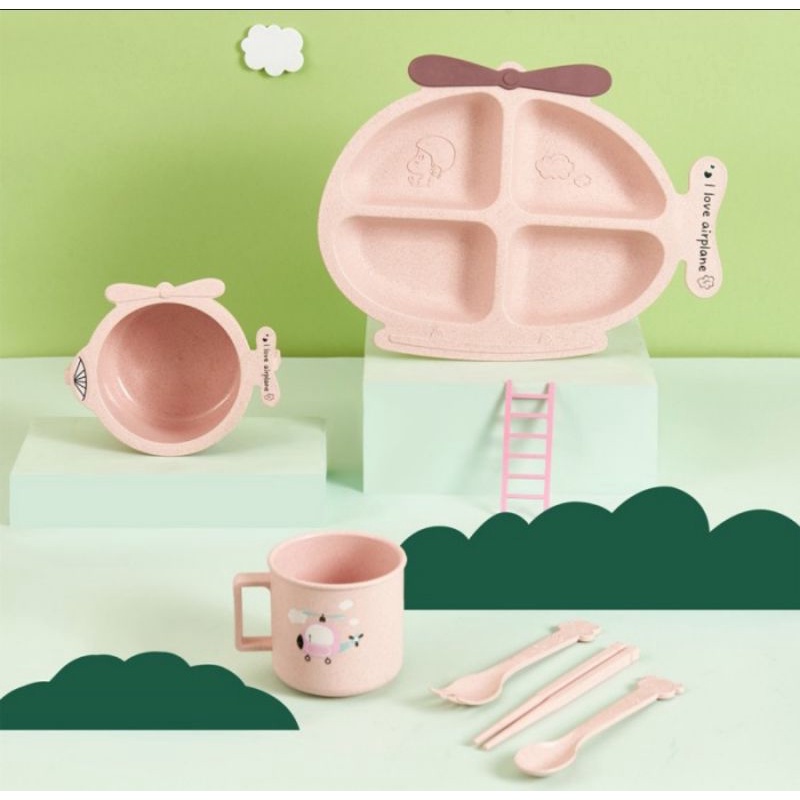 READY siap kirim piring set makan 6 in 1 anak paus dino crab kepiting kado anak