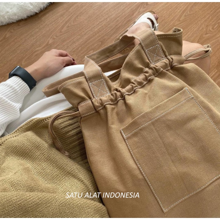 SATU ALAT JAKARTA - 0.2 VINTAGE 100% TEBAL CANVAS PREMIUM ASLI TAS CLASSIC TOTE BAG KANVAS X8852-1