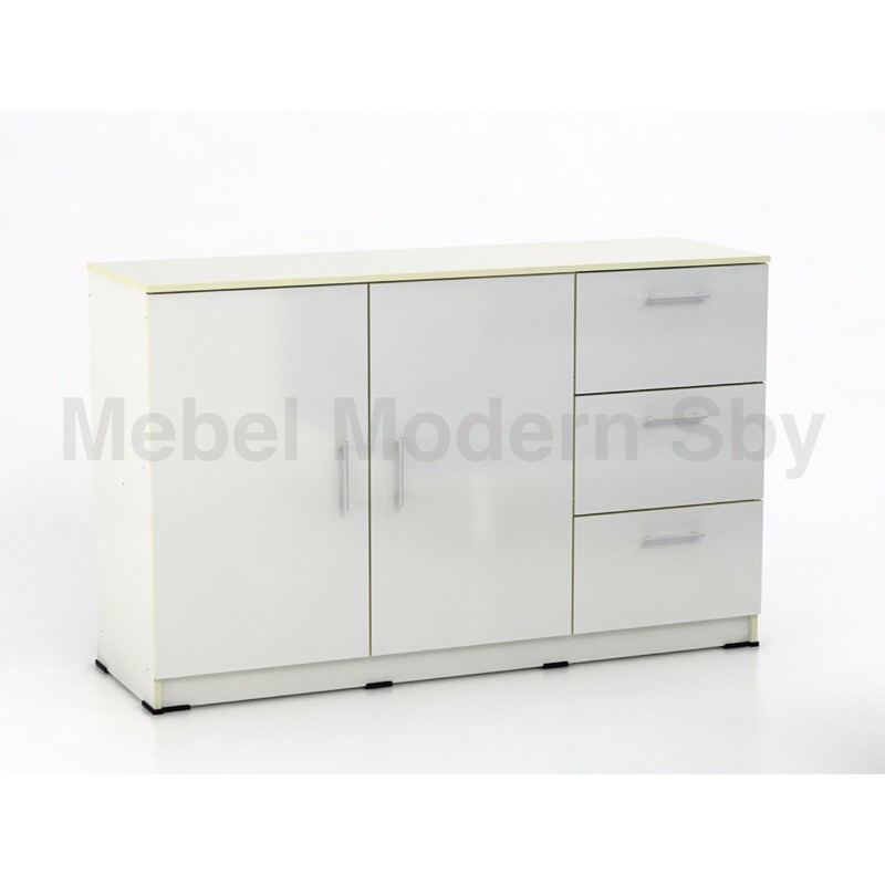 Lemari Drawer Serbaguna Putih 2 Pintu 3 Laci