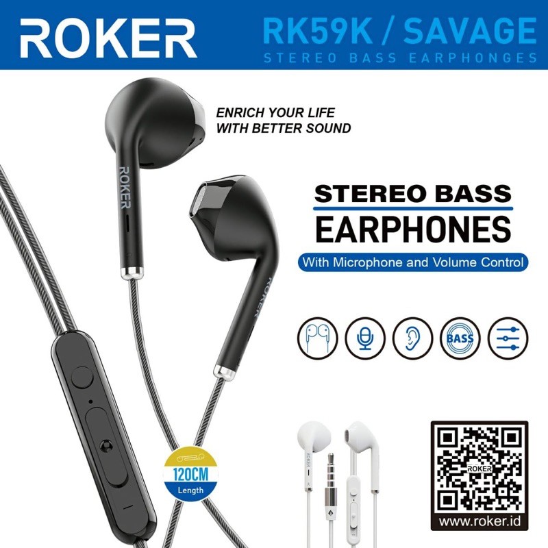 Handsfree Headset Roker Savage Earphone Handsfree Headset Roker original savage