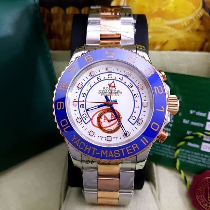 JAM TANGAN PRIA ROLEX YACHT MASTER II Ceramic Bezel Rosegol SUPER