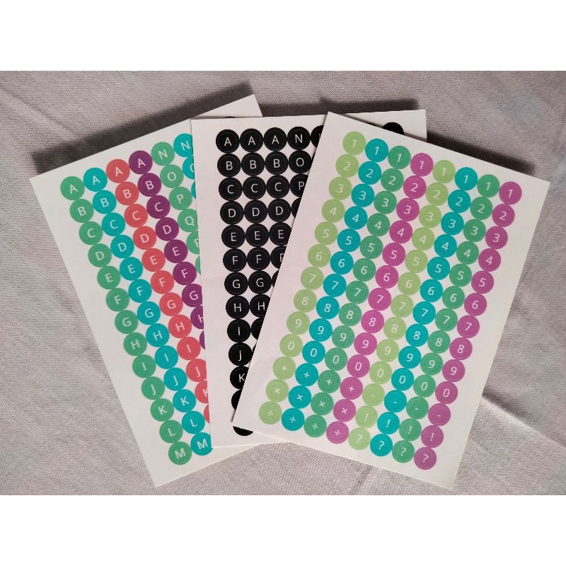 sticker alphabet huruf dan angka lucu edisi journal bujo