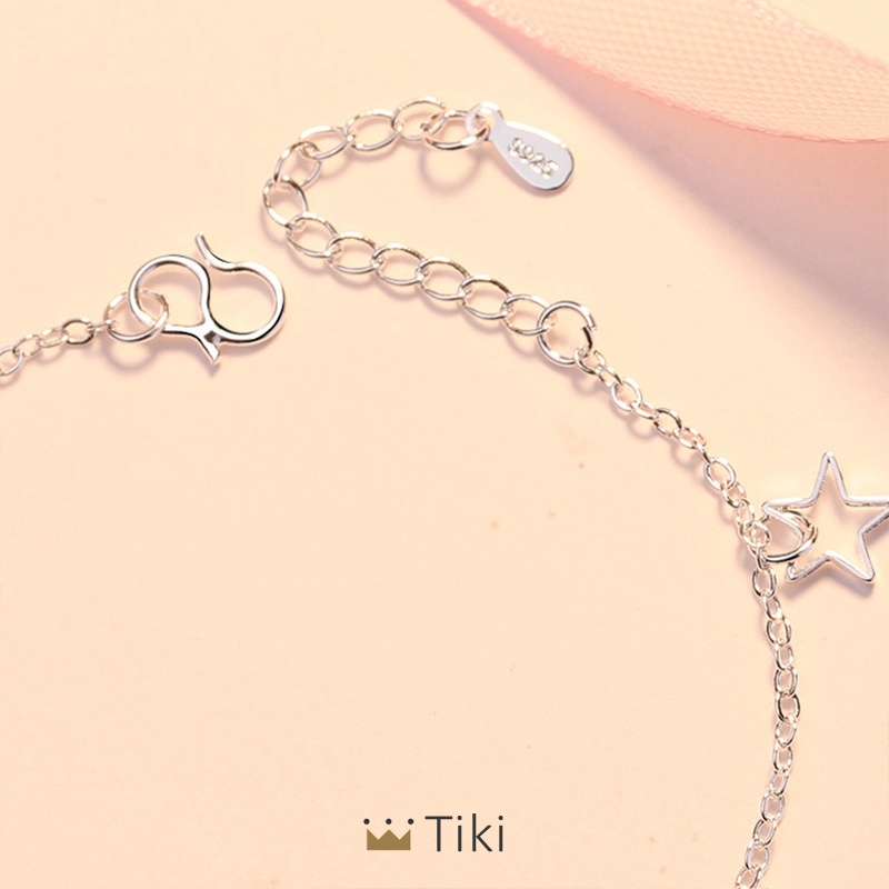 925 Perak Berbentuk Hati Rantai Gelang Bunga Bintang Liontin Korea Fashion Gelang Wanita Hadiah Ulang Tahun | TiKi-8