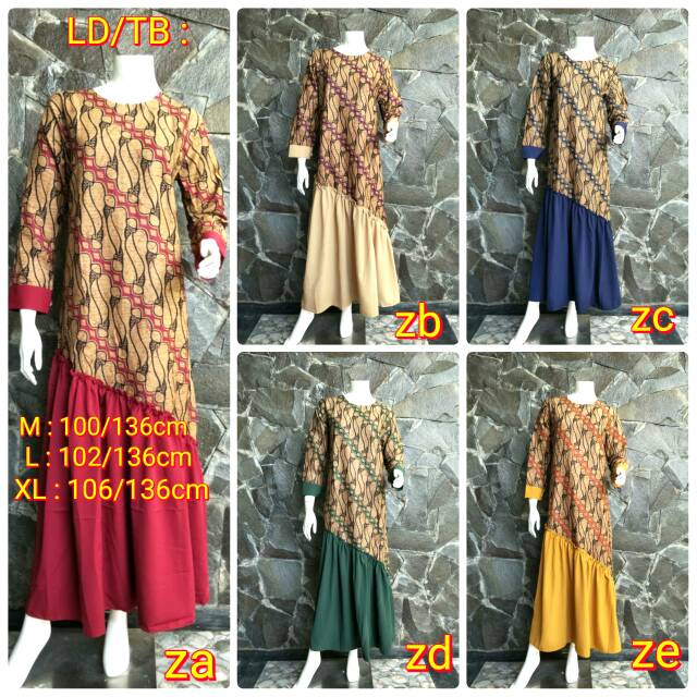 GAMIS BATIK KOMBINASI POLOS MRG