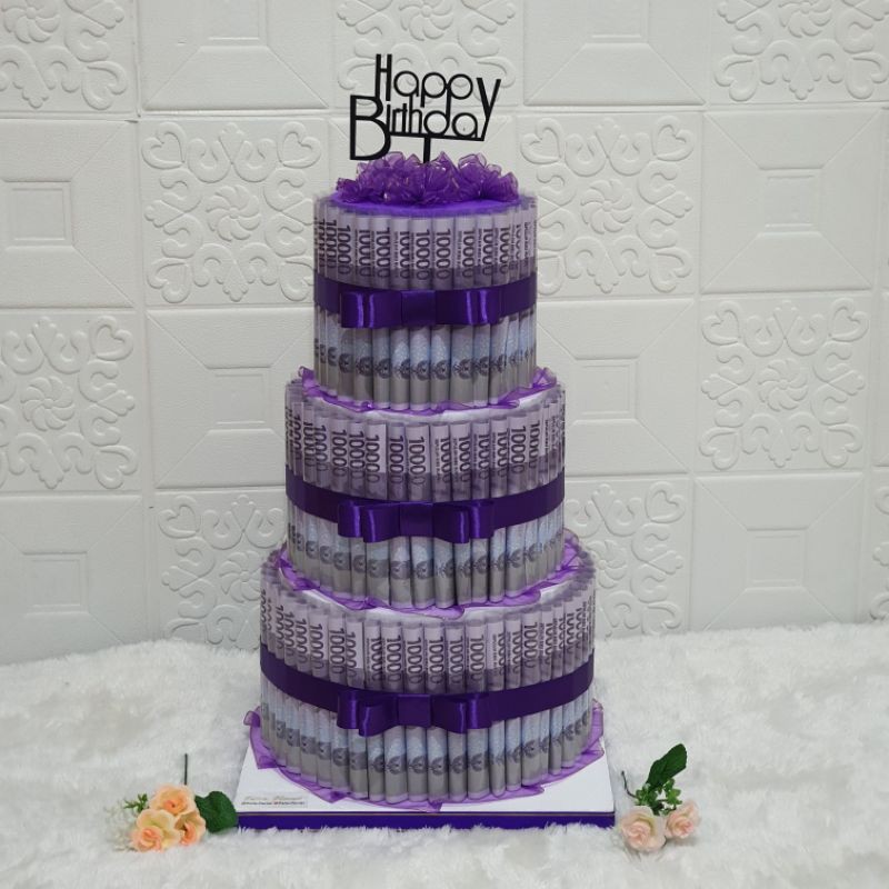 Birthday Cake | Kue Ulang Tahun | Dummy Cake | Money Cake 3 Tiers High | Kue Uang Asli