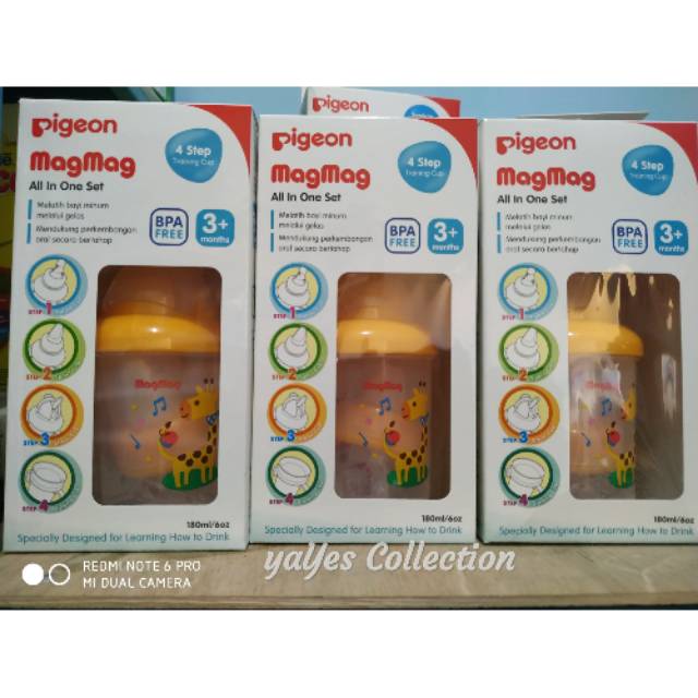 Pigeon magmag all in one 1 set 180 ml training cup 3+ months BPA free mag step 4 spare straw botol