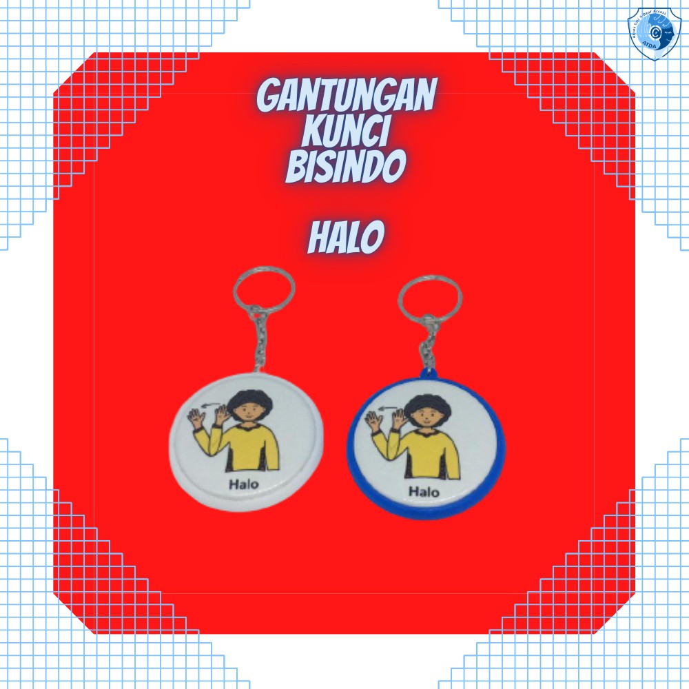 "Halo" Gantungan Kunci (Ganci) Bisindo/ISL (Indonesia Sign Language)