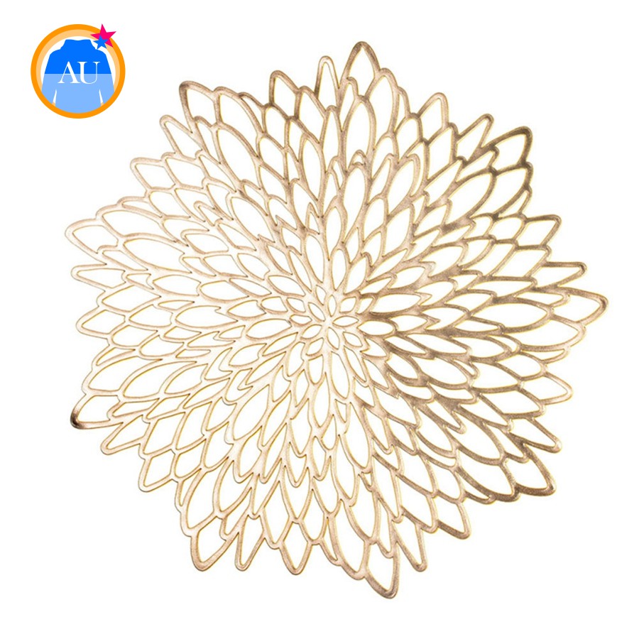 Hot Sale6pcs Pvc Placemat For Dining Table Hollow Pad Coaster Pads Table Bowl Mats Gold Shopee Indonesia