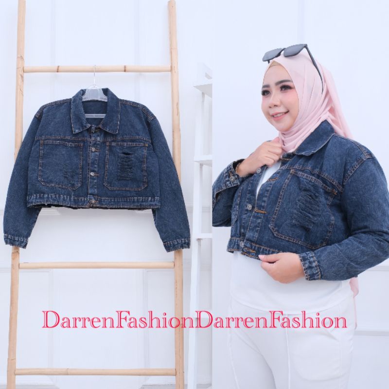 Jaket Crop Jumbo Big Size. Jaket Crop Wanita Jumbo Murah . Jaket Oversize Over Size-Hitam Snow Kantong