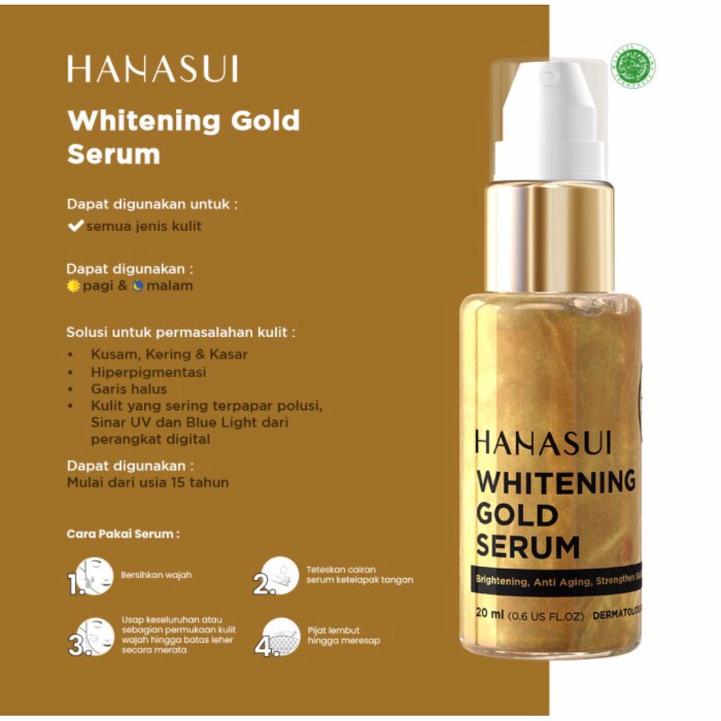 SERUM GOLD HANASUI BPOM DARI JAYA MANDIRI Utk Mencerahkan Kulit BPOM