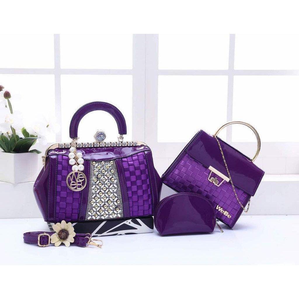 New arrival Tas wanita branded import Batam merek Webe Diamond Swarovski Kode 6016#02 Murah