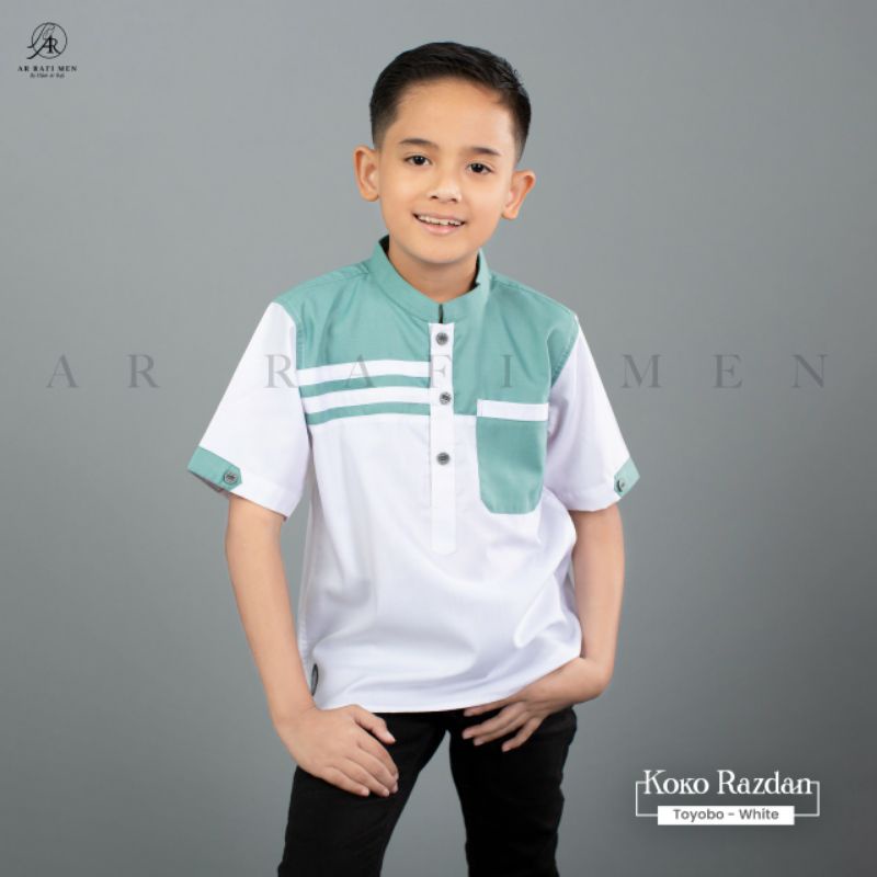 Terbaru baju Koko kemeja pakaian atasan muslim anak cowok  laki- laki Koko Razdan ORI ArRafi Kids Ko