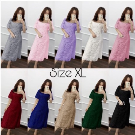 DRESS SCARLET BRUKAT / DRESS BRUKAT WANITA warna putih Lilac ungu hitam / Dress Sabrina brokat corne